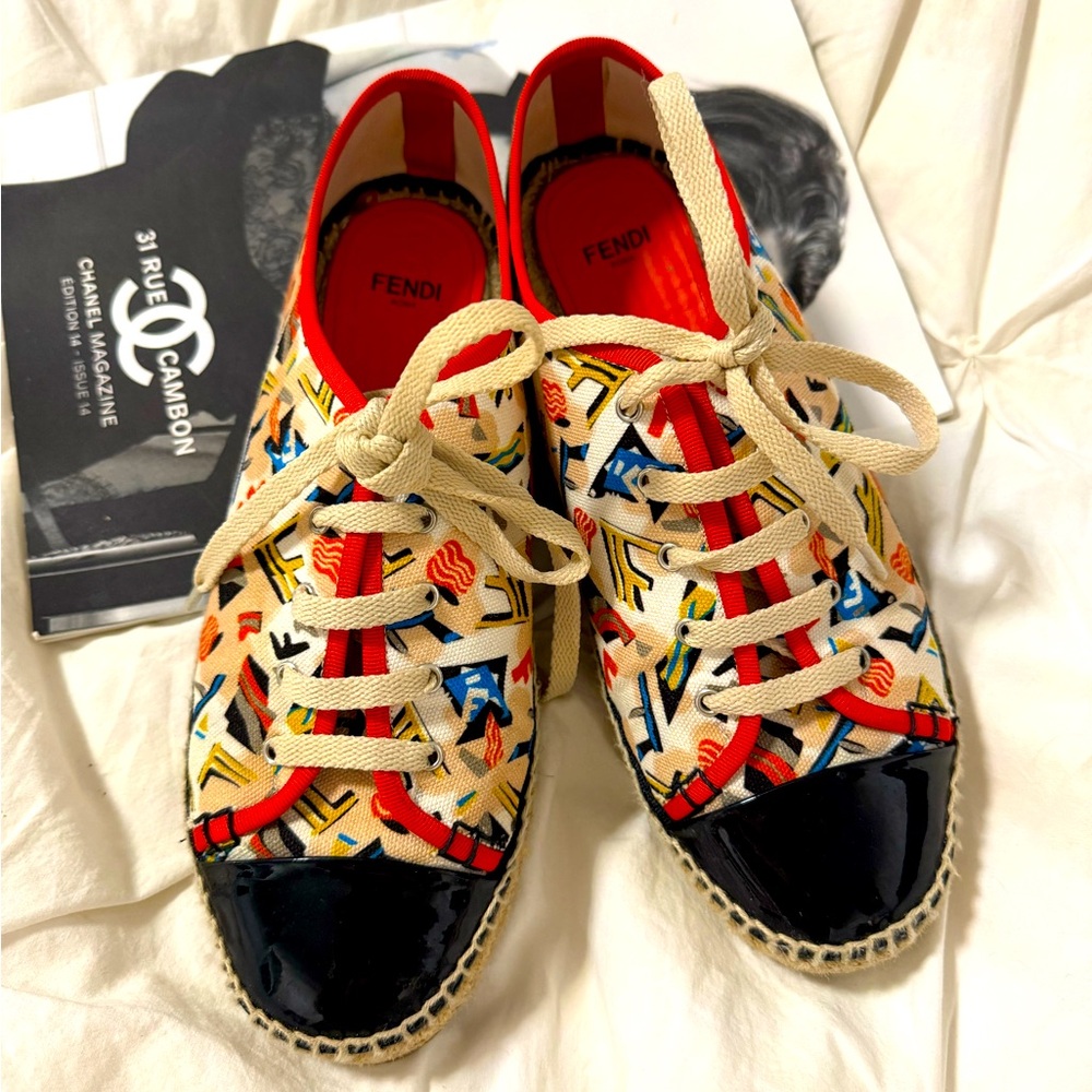 Fendi Multi Logo Lace-Up Espadrilles